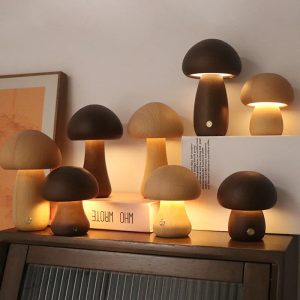 Veilleuse champignon bois tactile